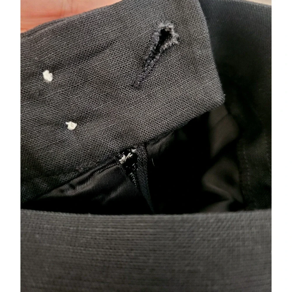 PBM Women Black Linen Blend Midi Straight Pencil Skirt Sz 4